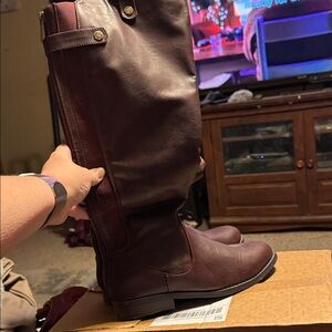 Maurices Maroon Combat & Moto Boots
